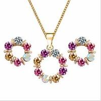 Fashion Multicolor Rhinestone Circle Jewelry Set(NecklaceEarring)