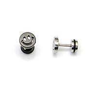 Fashion (Smile Face Shape) Multicolor Titanium Steel Stud Earrings(Silver, Black) (1 Pc) Jewelry Christmas Gifts