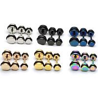 Fashion (Round Shape) Multicolor Titanium Steel Stud Earrings(Silver, Black, Blue, Gold, Rose, Multicolor) (1 Pc)