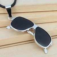 Fashion Glasses (Irregular) Black Alloy Pendant Necklace(Black) (1 Pc)