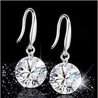 Fashion Silver Zircon Crysta Drop Earrings