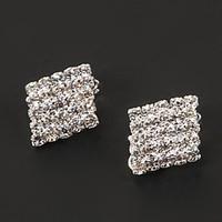 Fashion Rhombus Shape Diamanted Clip Earring(1 Pair)