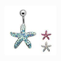 fashion stainless steel pentagram navel belly button ring dancing body ...