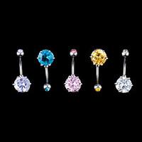 Fashion Stainless Steel Zircon Navel Belly Button Ring Dancing Body Jewelry Piercing(Random Color)