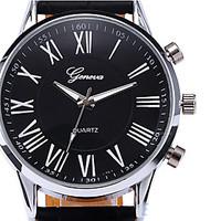 Fashion Roman Dial Mens Elegant Leather Black Analog Quartz Wrist Watch Cool Watch Unique Watch