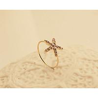 fashion new style crystals starfish shape ring mermaid