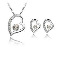 Fashion Elegant Heart Wish Foreve Shiny Rhinestone Necklace Earrings Set