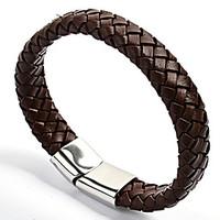 fashion mens 316l satinless steel clasp leather bracelets