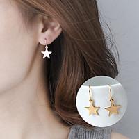 Fashion Golden Metal Earrings Simple Geometric Five-Pointed Star Earrings Cute Girl Star Drop Earrings Jewelry Daily Casual Alloy 1 pair Silver