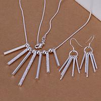 Fashion Silver Plated (Necklace Earrings) Jewelry Set (Silver)