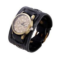 Fashion Watch Quartz Genuine Leather Band Black Brown