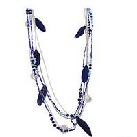 Fashion Women Bohemia Multi Rows Chain Seedbeads Feather Tassel Handmade Necklace