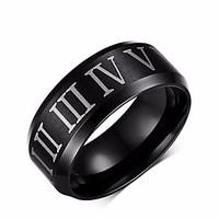 Fashion Roman Numerals Black Ring Stainless Steel Cool Men Ring Cocktail Wedding Jewelry Wholesale Punk Ring