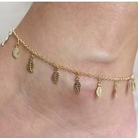 Fashion Women\'s Leaf Bell Chain Metal Ankle (1pcs) Jewelry