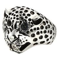 fashion leopard head silver titanium steel ring