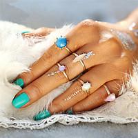 Fashion Sweet Candy Colors Flower Adjustable Crystal Midi Ring Sets for Women 5pcs/Set Boho Beach Vintage Turkish Punk Elegant Knuckle Ring