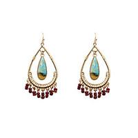 fashion women oval shapes crystal beads alloy drop earrings