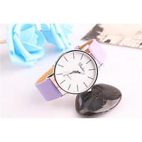 Fashion Watch Quartz Leather Band White Blue Red Green Pink Purple Purple Green Red Blue Blushing Pink Strap Watch