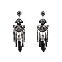 fashion women black pen point shaped alloy drop earrings