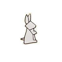 Fashion Trendy Cute White Folded Rabbit Metal Brooch