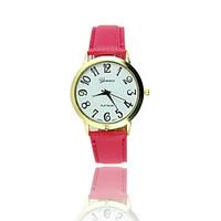 fashion watch quartz leather band casual black white blue red rose