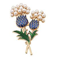 Fashion Women Trendy Pearl Set Enamel Pineapple Brooch