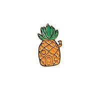 Fashion Trendy Cute Orange Enamel Pineapple Metal Brooch