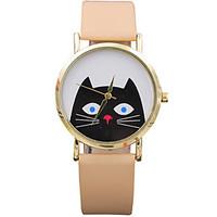 fashion watch wrist watch quartz pu band cartoon cat cool casual black ...