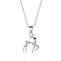 Fashion Cute Style Silver Tone Animal Deer with Crystal Christmas Necklace