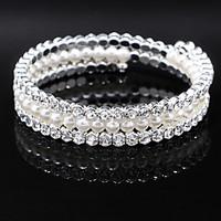 fashion pearl crystal diamond bracelet bangle for party women christma ...