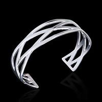 fashion 925 sterling silver plated cross lines c shape bracelet christ ...