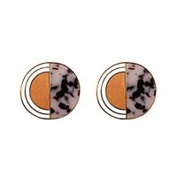 fashion women circle shape acrylic and wood stud earrings