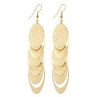 Fashion Vintage Charm Plated Gold/Silver Matte Oval And Hollow Oval Earrings For Women Dangle Long Earrings Wedding Bijouterie