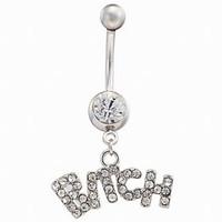 fashion unisex stainless steelzircon letter navel bell button rings da ...