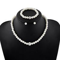Fashion Jewelry Set Crystal Imitation Pearl Alloy Silver Color Necklace 1 Necklace 1 Pair of Earrings 1 Bracelet For Party