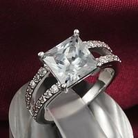 Fashion Silver Two Rows Of Zircon Statement Ring For Women (1 pc)