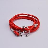 Fashion Mne\'s Titanium Steel Anchor Leather Wrap Bracelets Christmas Gifts