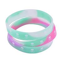 Fashion Printing Skull Noctilucence Silica Gel Bracelet(3 Pcs A Set)