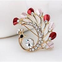 fashion diamond peacock alloy brooch 1pc