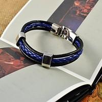 Fashion Men\'s Fresh Blue PU Leather Bracelets