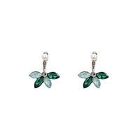 Fashion Women Green Opal And Emerald Stone Set Front And Back Earrings (one earring two ways to wear)