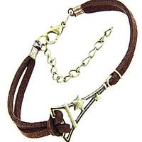 Fashion Eiffel Tower Shape Leather Men\'s Charm Bracelet(1 Pc)