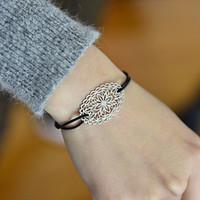 Fashion Women Oval Cut Out Stamping Elastic Bracelet