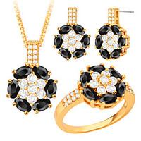 Fashion Jewelry Trends Crystal Flower 18K Gold/Platinum Plated NecklaceEarring Set For Women Party Gift S20188
