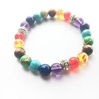 Fashion Natural Rainbow Colorful Agate Stone Beads Bracelet