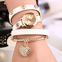 Fashion Winding Bracelet Watch Retro Heart Pendant Student Watch(Assorted Color) Cool Watches Unique Watches
