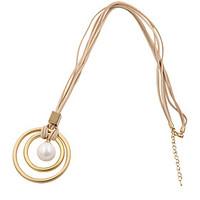 fashion women trendy velvet double circle metal shell pearl pendant mu ...