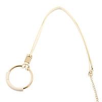 Fashion Women Trendy PU Leather Wrapped Circle Metal Pendant Leather Chain Necklace