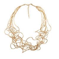 Fashion Women Trendy Irregular Copper Tube Necklace Matt Rhodium/Matt Gold/Matt Silver