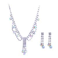 fashion summer jewelry sterling silver zircon gem jewelry set necklace ...